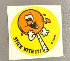 1980’s Vintage Matte Trend Scratch and Sniff Sticker. Orange Lollipop