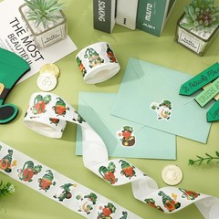 1000 Pcs St. Patrick’s Day Stickers Roll Cartoon Gnome Lucky Clover Self-Adhes