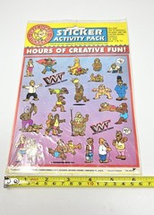 Vintage 80s Kids Stickers World Wrestling Teddies Okee Dokee Activity Pack Read