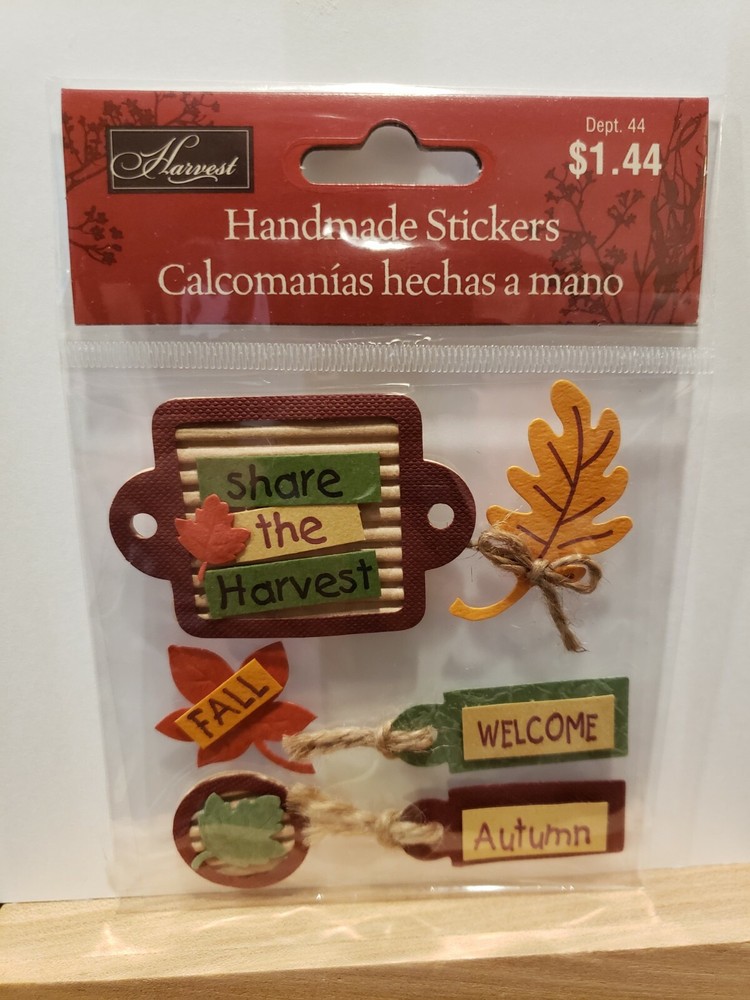 Harvest Handmade Stickers SHARE THE HARVEST FALL WELCOME AUTUMN CUTE! NEW!!