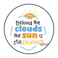 30 INSPIRATIONAL ENVELOPE SEALS LABELS STICKERS 1.5″ ROUND BEHIND THE CLOUDS SUN