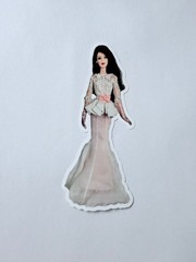 New Fashion Model Collection Evening Gown Barbie Doll 1.75″ by 4.5″ Sticker