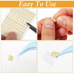 LXUEJIE 12 Sheets Small Letter Stickers, 3 Sizes Mini Alphabet Number Gold