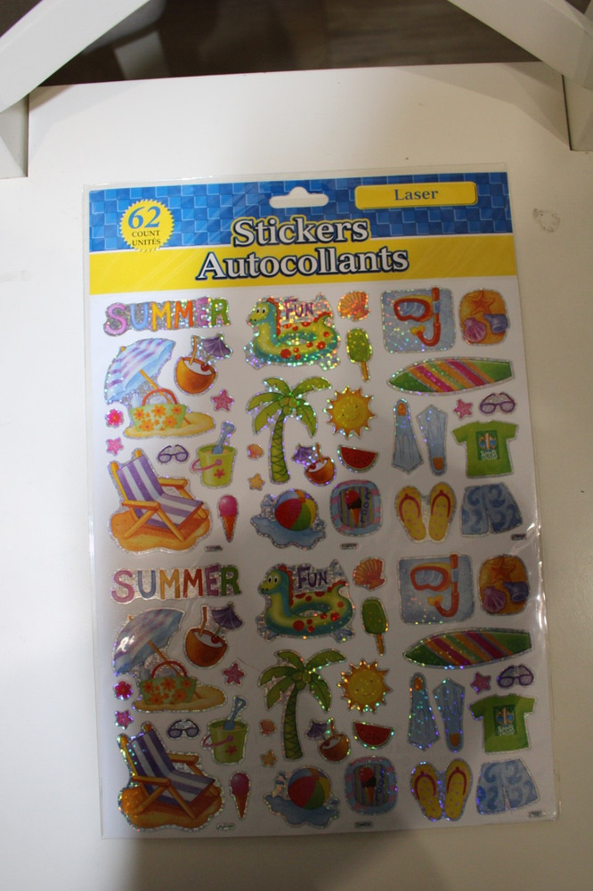 Laser Summer Beach 62PC Floaties Ice Cream Beach Chair Ball Shells Scrapbooking