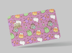 PUSHEEN CAT , 2 pc credit card skin & DEBIT CARD,TROLLEY & GYM