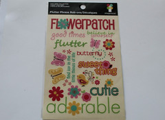 Imaginisce Flutter phrase LACY BIRD FLOWER PATCH Collection Rub-Ons