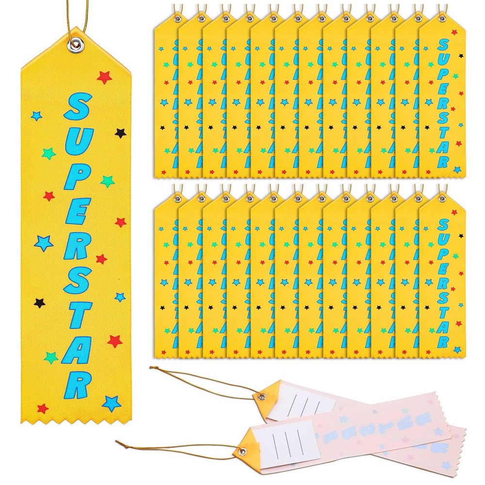 100 PCS Superstar Award Ribbons 8×2 Inch Prizes Bulk For School Competition
