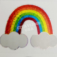JILLSON & ROBERTS STICKERS HAMBLY PRISMATIC GLITTER SHEET RAINBOW CLOUDS.