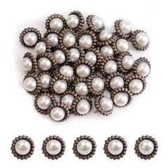 100 PCS 16mm Retro Floral Pearl Mini Brad Fasteners Split Pins Paper Craft