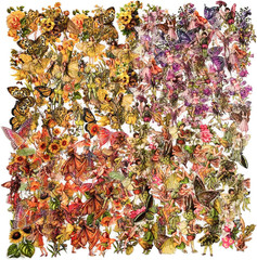 Vintage Fairy Stickers 4 Boxes 180 Pcs Transparent Floral Butterfly Journal Scra