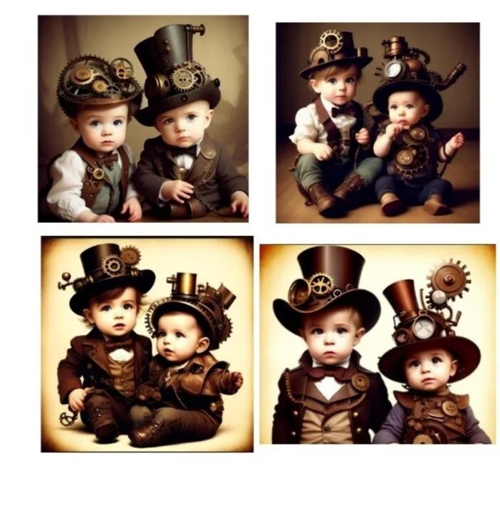 4 Baby Steampunk Tags Junk Journal Scrapbook USA Seller