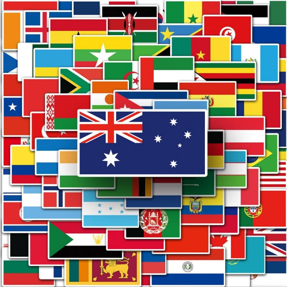102 Pcs Flag Stickers Premium Country Flags and Mini Flag Stickers Set