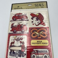 Vintage Hallmark Emergency Vehicles Self Adhesive Seals 4 Sheets Fire Truck