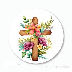 FLORAL CROSS BAPTISM PARTY FAVORS SCRAPBOOK STICKERS RELIGIOUS ENVELOPE SEALS