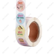 500pcs 1in Baked with Love Stickers Round Shaped Chrome Paper For Bakery Cafe