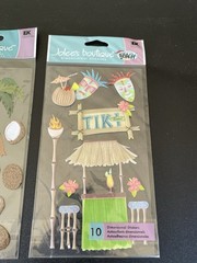 Lot of 2 Jolee’s Boutique TIKI TIME & COCONUT PALMS 3d Stickers Tropical Fire