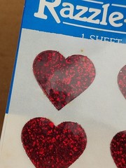 Vintage Rare HTF 80s Hallmark Razzle Dazzle Stickers Glitter Red Hearts 1 Sheet