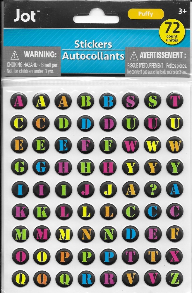 Alphabet Typewriter Neon Yellow Orange Green Capital Letters Jot Puffy Stickers