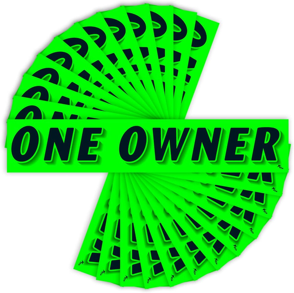 Chartreuse Green ONE Owner Windshield Stickers, 12-Pack, Made in USA
