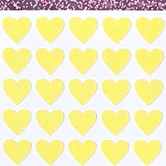 Yellow Glitter Heart Sticker Sheet! – 1/4″ to 3 inch – Cute & Sparkly!