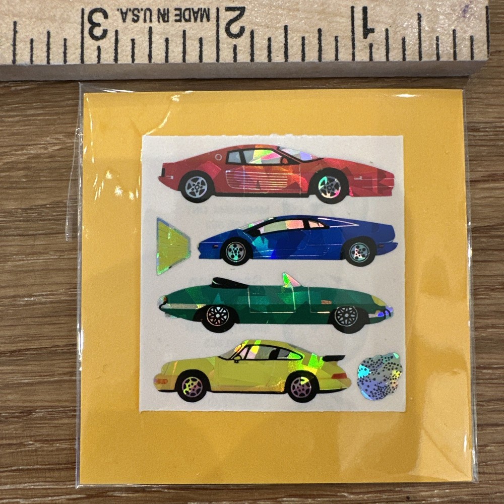 Vintage Sandylion Mylar Foil Sports Car Porsche Corvette Jaguar Ferrari Stickers