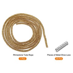 4mm x 1.2m Rhinestone Rope Crystal Rope Gold with Aglets