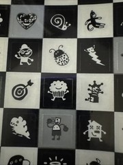 Heartline Black, Grey And White Silly Shapes In Squares 3 Sheets New