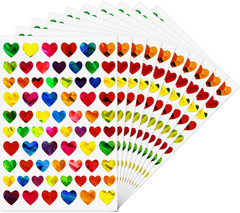 Laser Heart Stickers Self Adhesive Shiny Sparkle Labels School Colourful Chart H