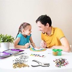 200 Mini Brads Round Fasteners Silver Washers & Punch Pliers Scrapbooking