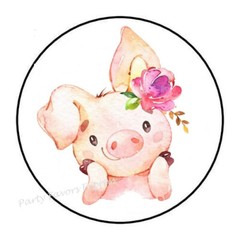 30 ADORABLE WATERCOLOR PIG ENVELOPE SEALS LABELS STICKERS PARTY FAVORS 1.5″