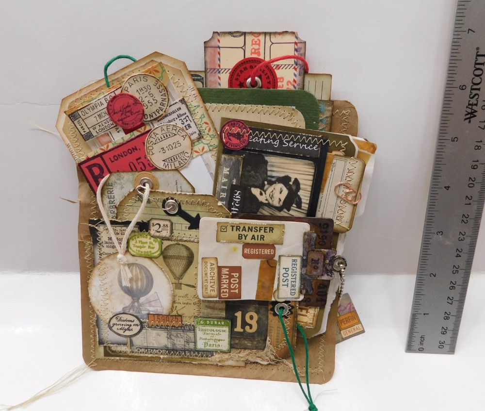 Junk Journal Add-Ons Handmade Tags Card Envelope File Clipboard Ephemera Set 6