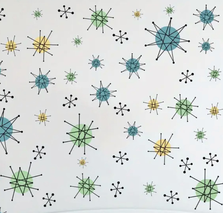 Franciscan Starburst Vinyl Stickers – Atomic Retro Starburst Decals (3 Sheets)