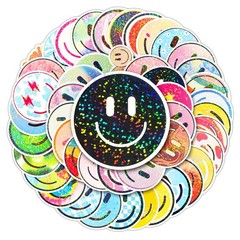 50PCS Smiling Glitter Stickers, Cute Water Bottle Stickers for Kids, for Teac