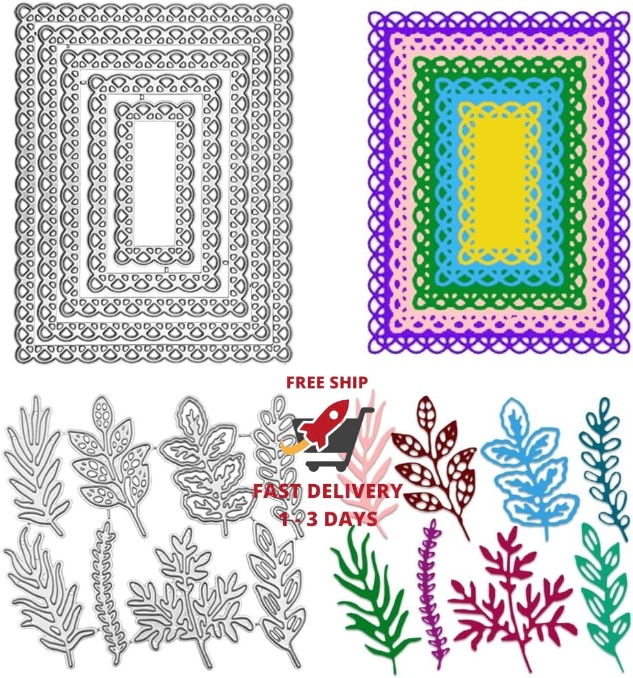 Troqueles de corte de metal con forma de planta de hoja, rectangulares