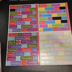 Lot: 28 Chip Board Die Cuts 12″ x 12″ Sheets 100’s Shapes, Tags, Alpha, Symbols