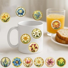 50PCS Flowers Sticker Hot Stamping Gold Pattern Style Streetwear Phone Luggage P