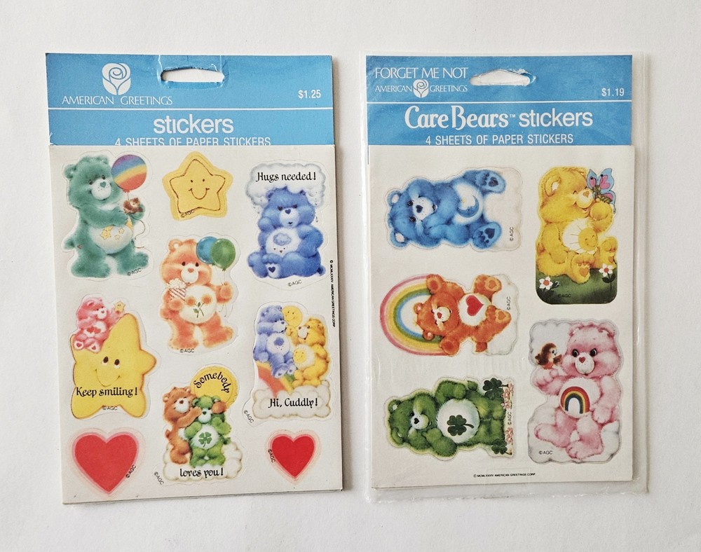 Vtg Care Bears Stickers LOT American Greetings NIP 1984 rainbows stars AGC