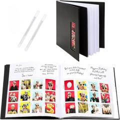 Photo Booth Guest Book Album 2×6 Picture Inserts Black Scrapbook Memory Book
