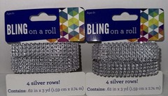 (2) Scrapbook Craft Darice Bling on a Roll, 6.2 in by 3-Yard Each Silver
