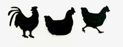 Barnyard Die Cuts * Chicken Trio * Twelve Sets * Black, White, Kraft or White