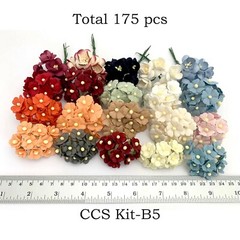 175 MIXED 3 Styles Cottage + Cherry Blossom Paper Flower Scrapbook (CCS Kit-B5)