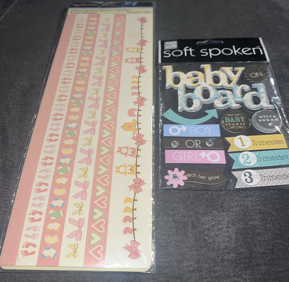 Lot of 2 Baby Stickers, Trimester, Boy Or Girl, Girl Borders, Baby On Board