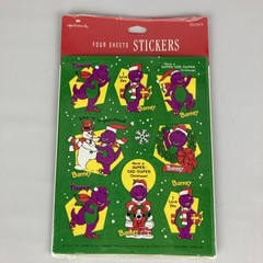 VTG Hallmark Barney Christmas Stickers 1993 New Sealed 4 Sheets