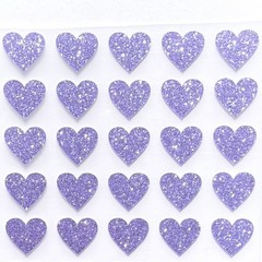 Violet Purple Glitter Heart Stickers! – 1/4″ to 3 inch – Cute & Sparkly!
