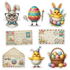 Choose ASet Bunny Rabbit Easter Tags Embellishments Junk Journal Scrapbook