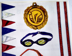 Vintage NRN Designs Swim Team Stickers Borders 12″ Sheet Scrapbook Pool Meet NOS