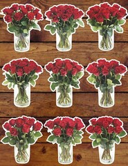 Roses In Vase Die Cut Vinyl Stickers Set Scrapbooking Laptop Waterbottle