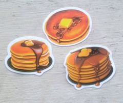 Pancake Stickers Maple Syrup Chocolate Breakfast Food Delicious Butter Lot 3 Pcs