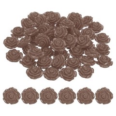 20mm Rose Flower Resin Cabochon, 50 Pcs Mini Rose Flower Resin, Dark Brown