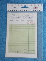 Lot Of 3 Paper House Super Sized Diecut «GUEST CHECK» Diner Scrapbooking